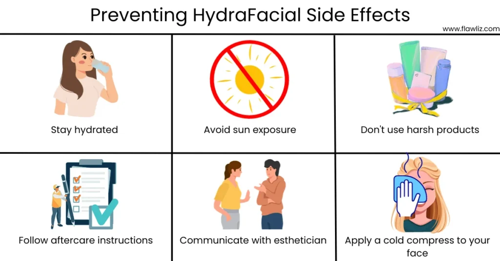 Illustration of how to prevent HydraFacial Side Effects