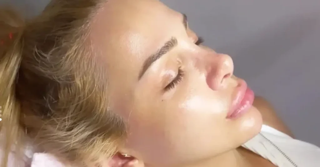 young blonde woman after hydrofacial treatment