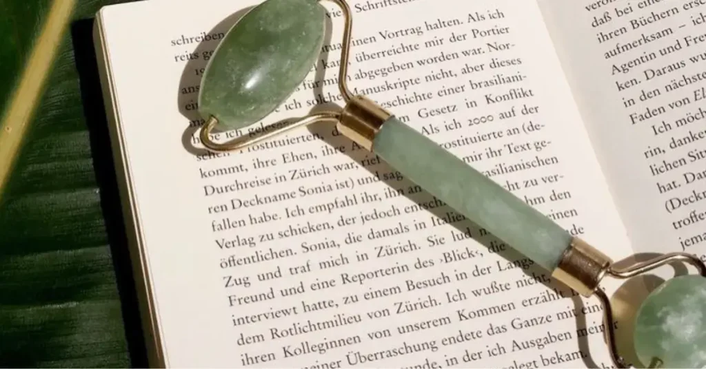 Jade roller on a book