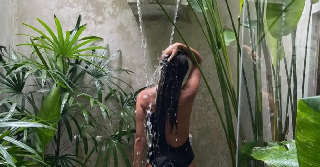 woman showering in thailand