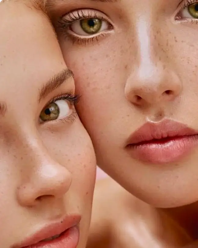 two young women with beautiful skin