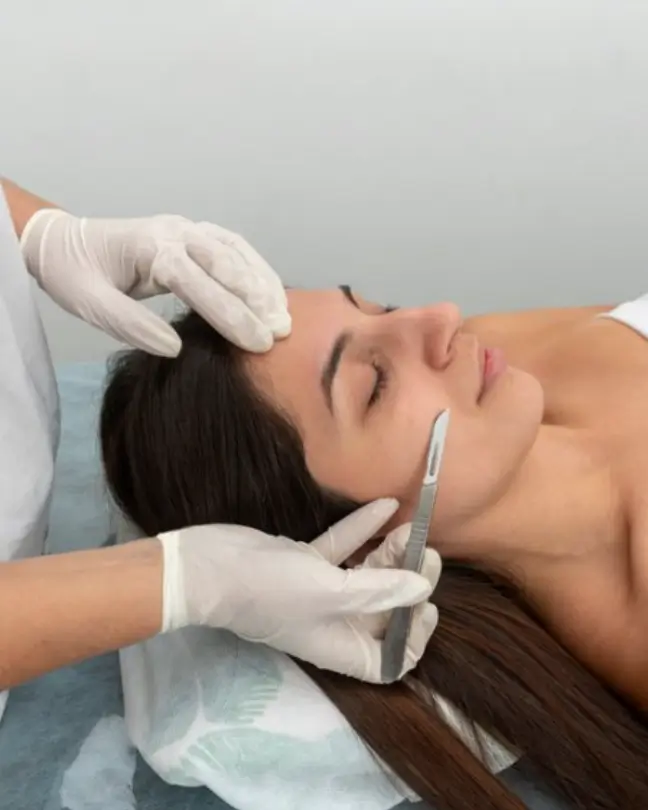 young woman geting dermaplaning