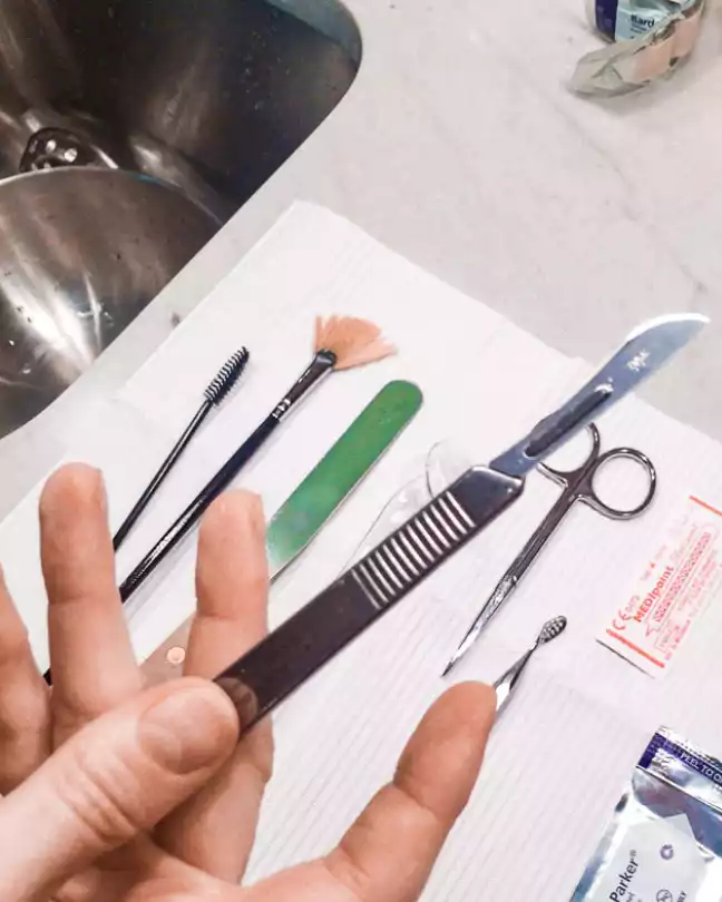 dermaplaning tools on a table 