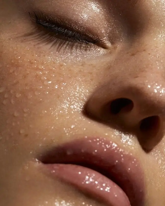 Little water drops on face