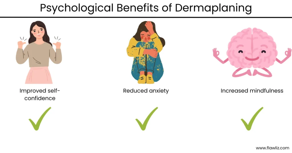 Illustration of psychological benefits of dermaplaning