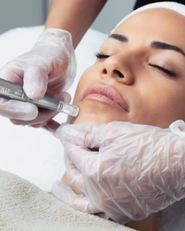 young woman getting microneedling treatment