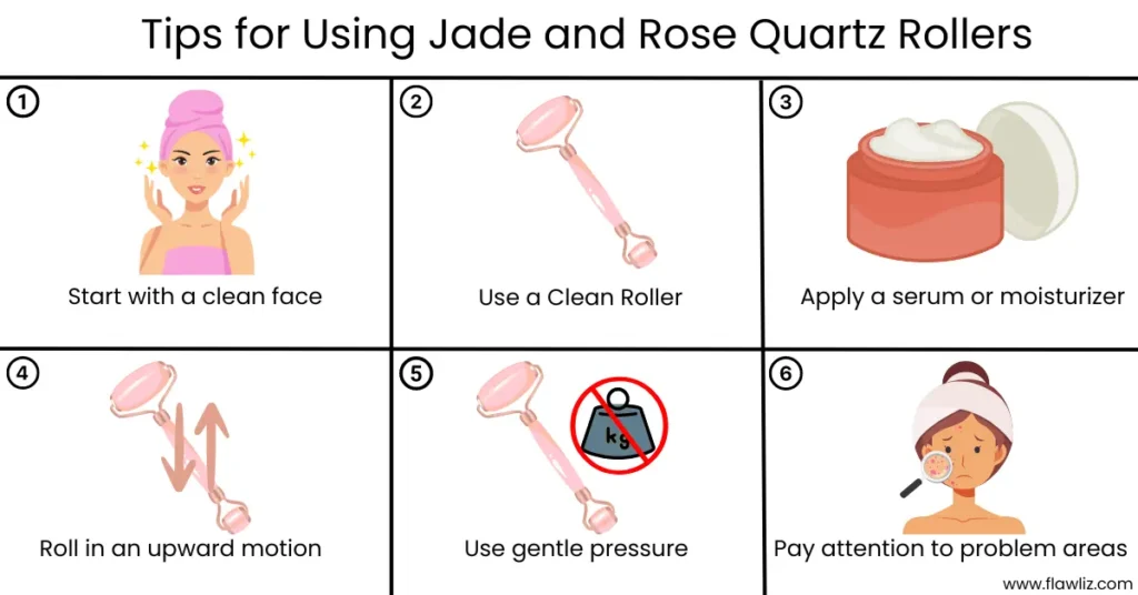 Illustration of Tips for Using Jade and Rose Quartz Rollers