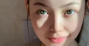young korean woman after face wash