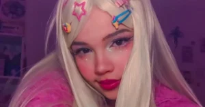 young blonde woman with kawaii makeup