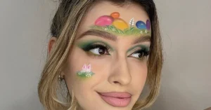 young woman with easter makeup